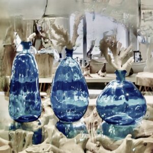 Recycled blue glass luxury vases