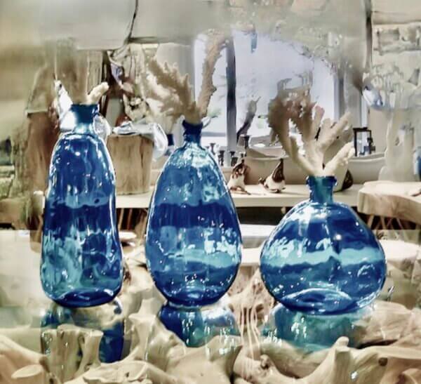 Recycled blue glass luxury vases